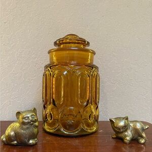 Vintage Amber Star Glass Canister